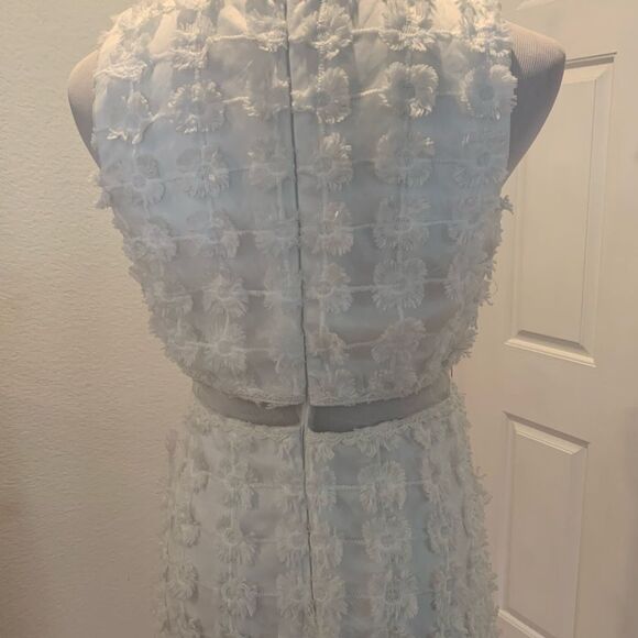 Lace mesh floral bridal lulus sheer wedding maxi dress gown rehearsal day - Picture 7 of 9